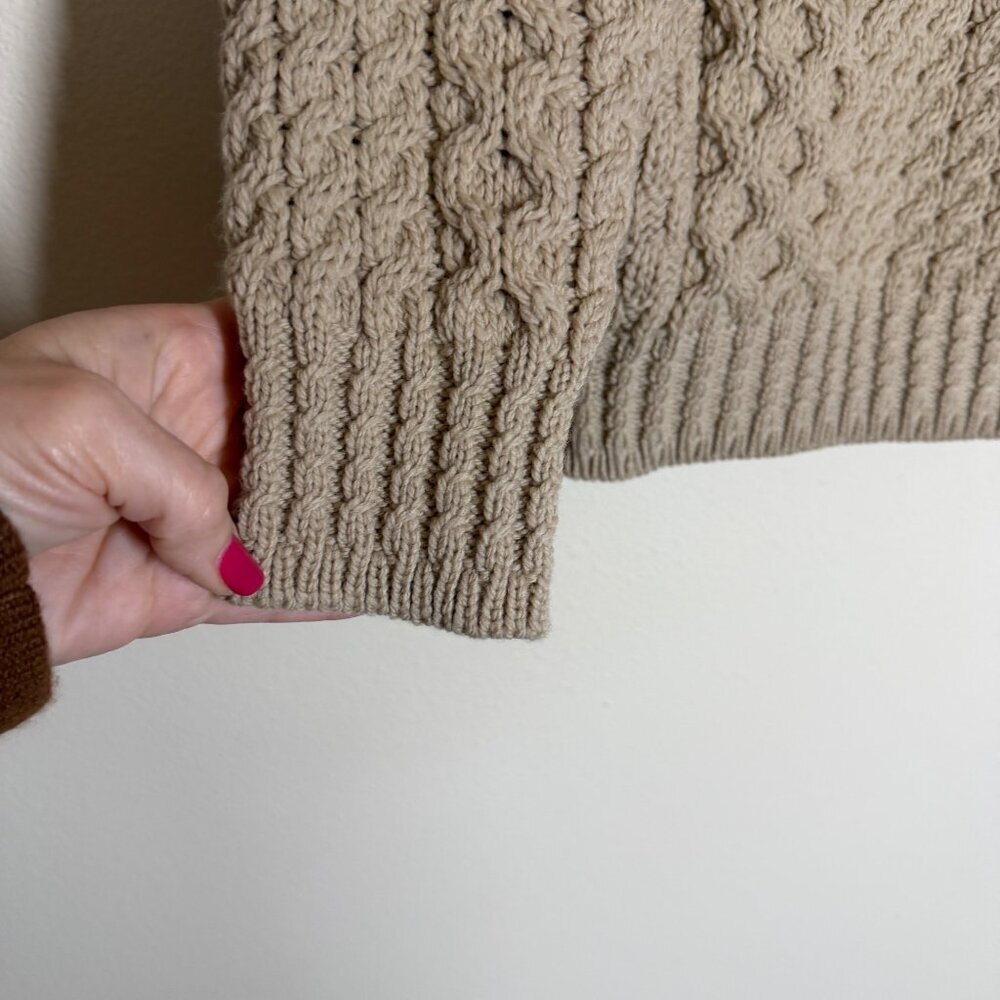 Inis Crafts One Button Merino Wool Cardigan Womens Size L Fisherman Cabincore - Picture 5 of 8